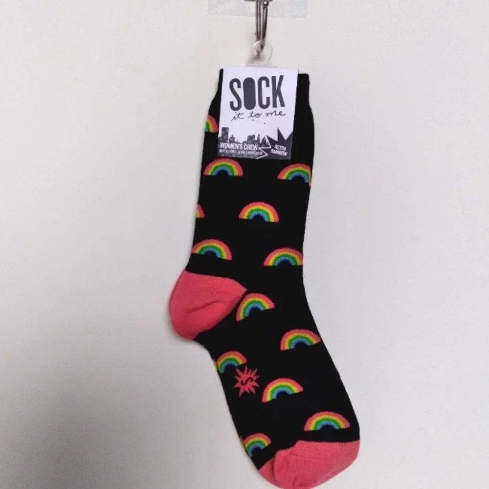 Sock It To Me Women's Retro Rainbow Print Crew Socks New with Tags